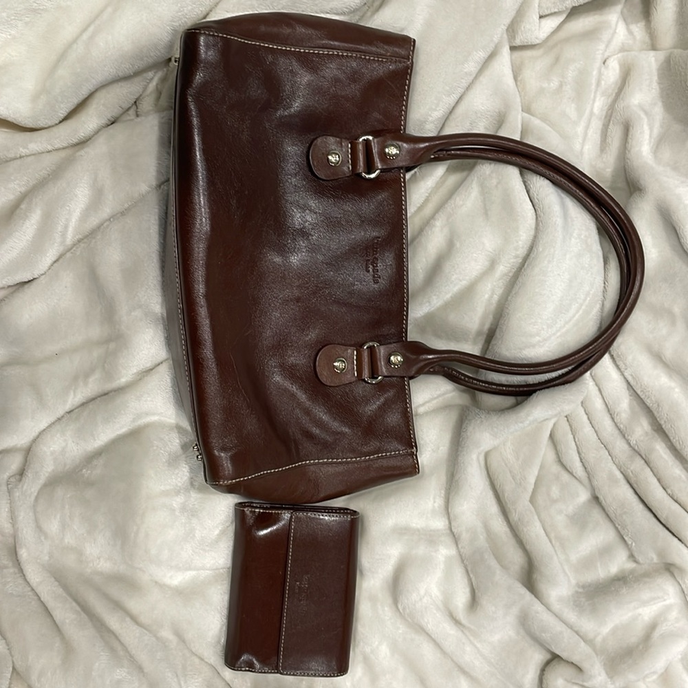 Brown Leather Small Kate Spade Tote w/Matching Wallet